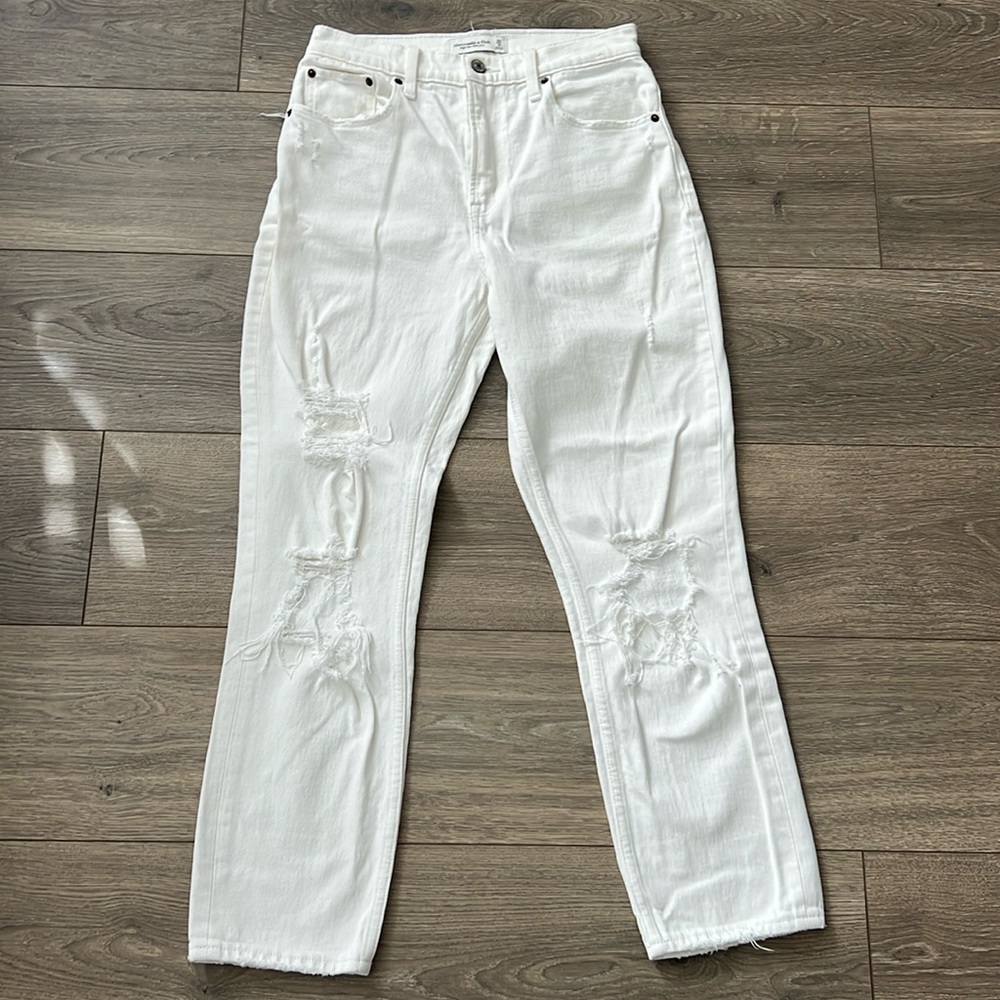 Abercrombie & Fitch white ripped jeans